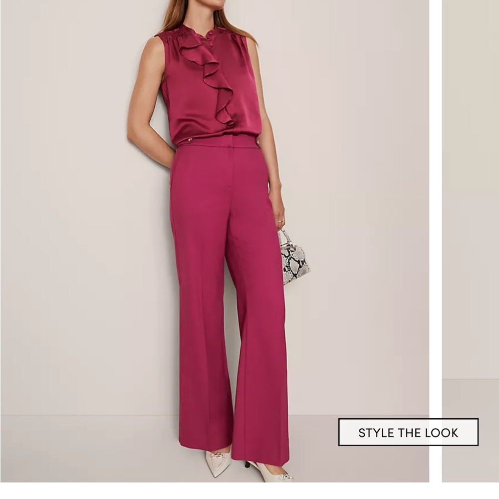 Ann Taylor Fuchsia Wide-Leg Trousers